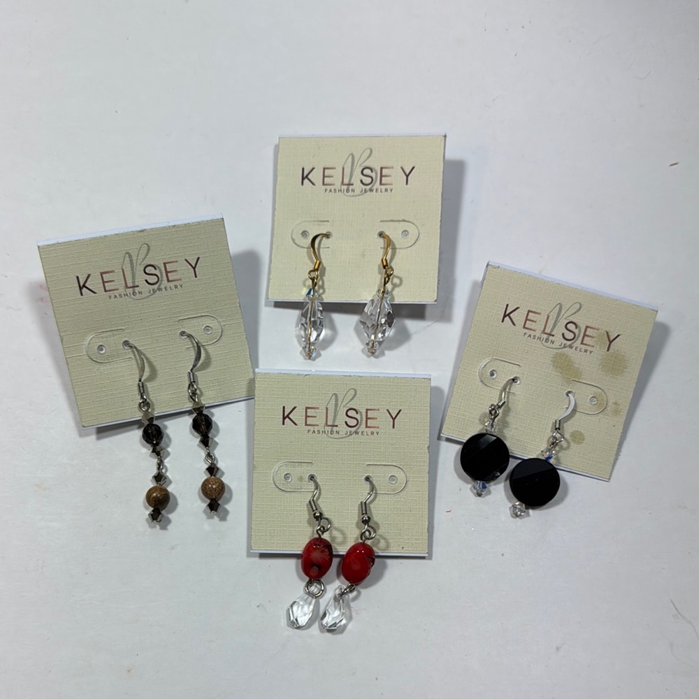 Kelsey Elegant Earrings Set - Red, Black, Gold, Silver